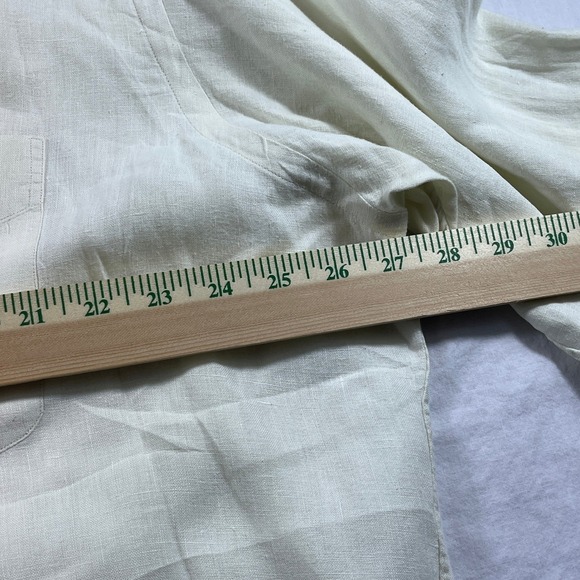 Ralph Lauren Blaire Linen Button Down Shirt‎ Mens XL Ivory Beige Casual - Picture 7 of 9